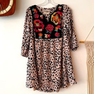 Savanna Jane Embroidered Animal Print Dress size small